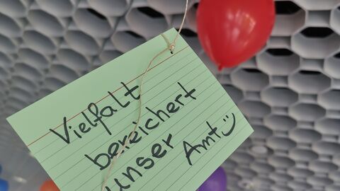 Luftballon mit Meinungen zur Vielfalt