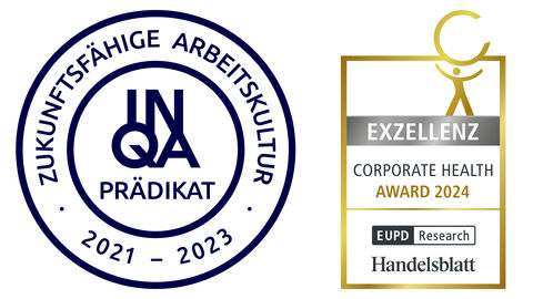 INQA-Prädikatssiegel und Exzellenz-Siegel des Corporate Health Awards